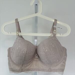Aerie Real Power Balconette Lace Ivory Bra Size 36D Underwire Lightly Padded